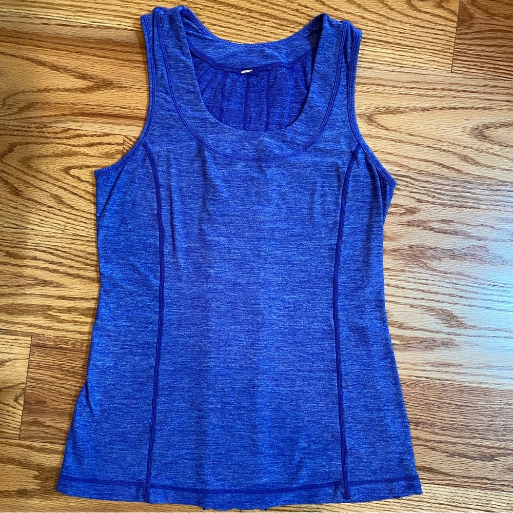 Lululemon Heathered Blue Dash Ruffle Back Tank - Picture 2 of 4